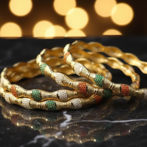 Premium Multicolour gold plated bangles set of 4