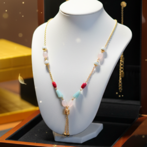 Premium Colourful Stone Gold Plated Mala