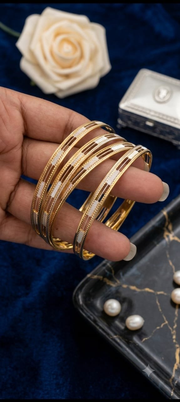 Gold Plated Stylish Bangle Set Premium Quality Set Of 4