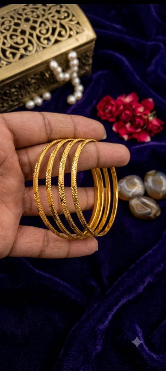 Gold Plated Stylish Bangle Set Premium Quality Set Of 4