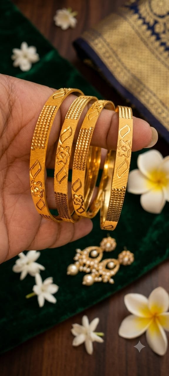 Gold Plated Stylish Bangle Set Premium Quality Set Of 4