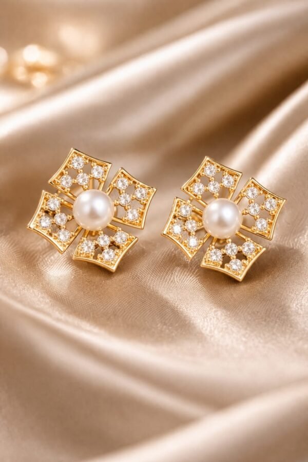 AD Diamond Rose Gold Earrings