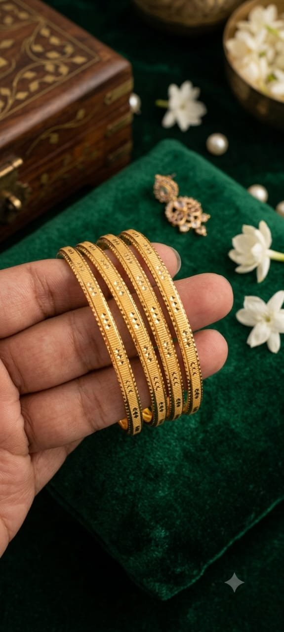 Gold Plated Stylish Bangle Set Premium Quality Set Of 4