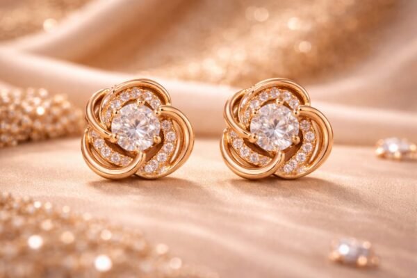 AD Diamond Rose Gold Earrings