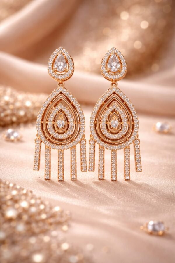 AD Diamond Rose Gold Earrings